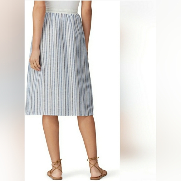 Nwt Sita Murt Stripe Knee Length Linen  Elastic Waist Skirt Size 36 Retail $200 - Picture 2 of 5